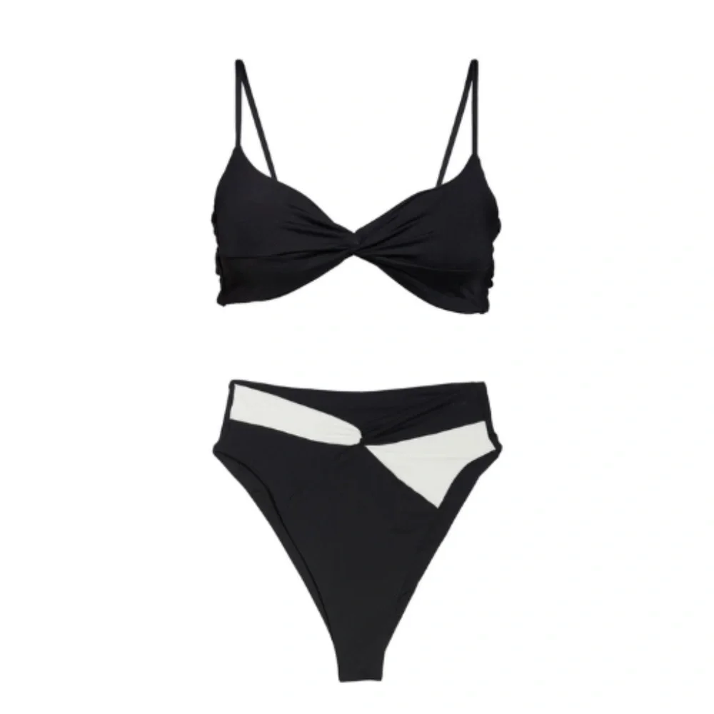 NWT L*Space Ringo Top & Nancy Lee Color Block Bottoms 2 Pc. Bikini Set S…